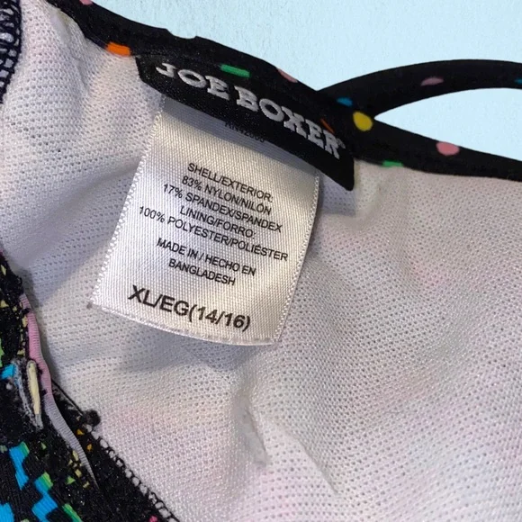 Joe Boxer Bikini Top XL Rainbow Smiley Face Buttons Pink Green Yellow Polka Dots - Picture 6 of 7